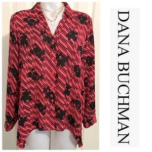 Dana Buchman Pink and Black Tunic Top